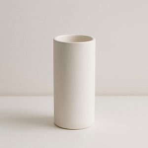 Minimalist White Cylinder Ceramic Vase - Clean Line Decor
