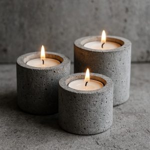 Concrete Cylinder Tea Light Set - Urban Raw Texture