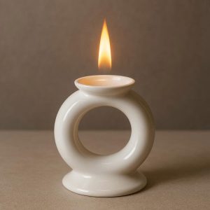 White Porcelain Ring Candle Holder - Floating Flame Effect