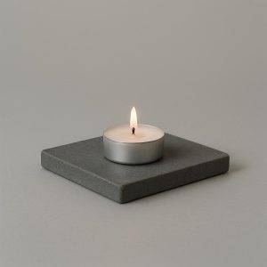Slate Grey Stoneware Dish - Minimalist Tealight Platform