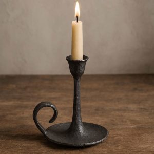 Forged Iron Single Taper Holder - Minimalist Line Art