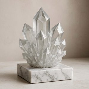 Geometric Crystal Cluster on Marble Base - Natural Energy Accent