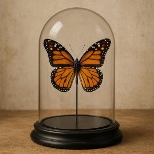 27 Glass Dome with Preserved Real Butterfly or Beetle - Natural History Curiosity