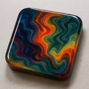 29 Abstract Fluid Art Resin Paperweight/Tray - Unique Color Flow