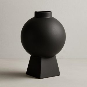 Matte Black Globe Ceramic Vase - Modern Geometric Statement
