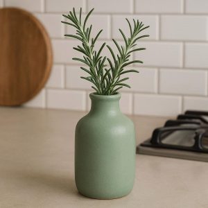 Sage Green Ceramic Bottle Vase - Serene Kitchen Herb Keeper