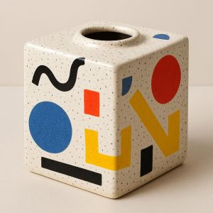 Speckled Ceramic Cube Vase - Playful Modernist Design
