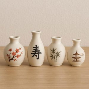 Mini Ceramic Vase Set - Asian-Inspired Decor